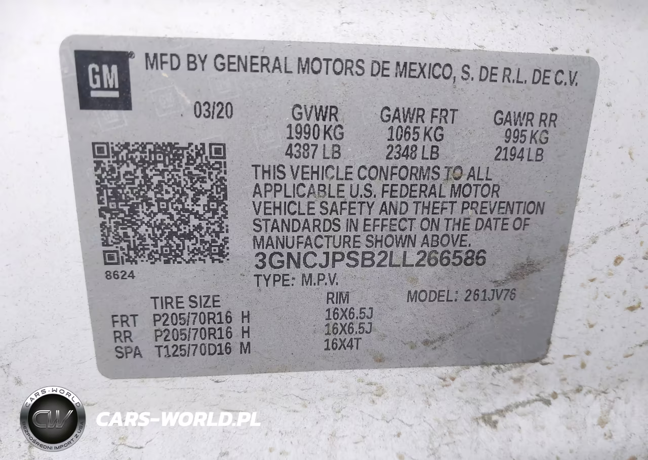 2020 Chevrolet Trax Awd Lt VIN:3GNCJPSB2LL266586 - 9
