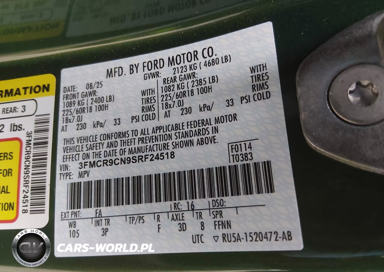 2025 Ford Bronco Sport Outer Banks VIN:3FMCR9CN9SRF24518 - 9