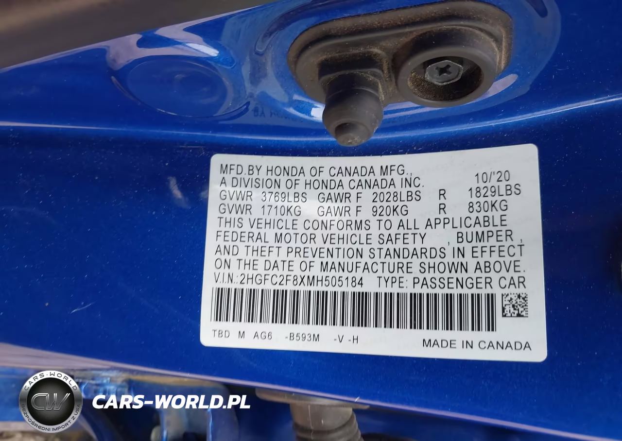 2021 Honda Civic Sport VIN:2HGFC2F8XMH505184 - 9