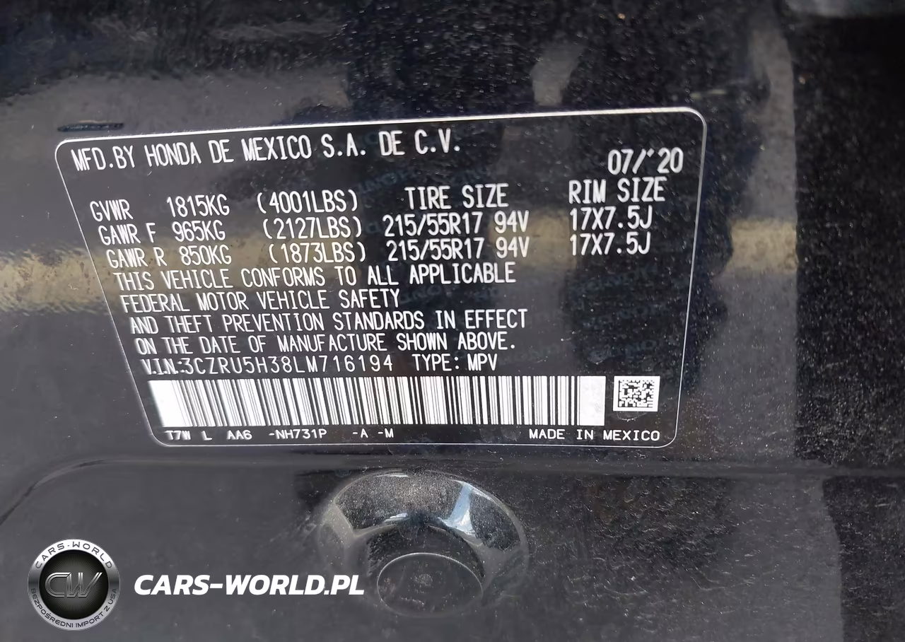 2020 Honda Hr-V 2Wd Lx VIN:3CZRU5H38LM716194 - 9