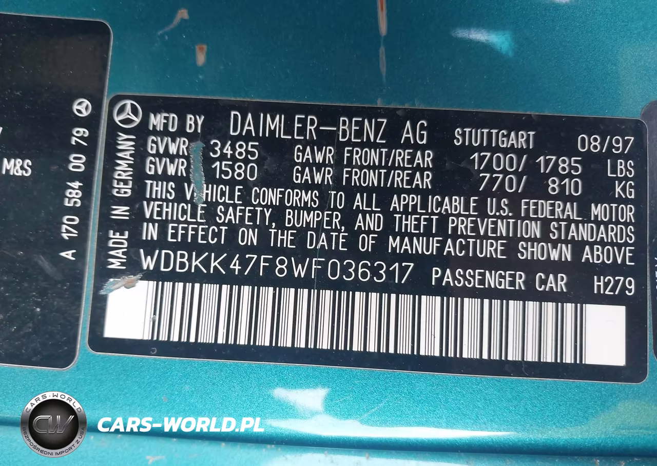 1998 Mercedes-Benz Slk 230 VIN:WDBKK47F8WF036317 - 9