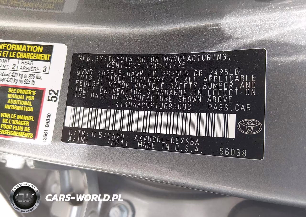2026 Toyota Camry Se VIN:4T1DAACK6TU685003 - 9