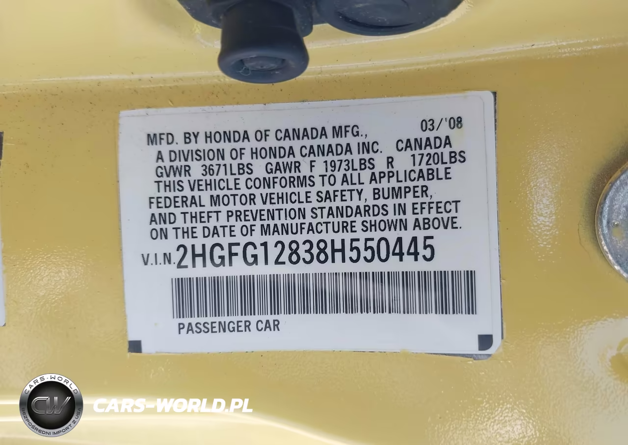 2008 Honda Civic Ex VIN:2HGFG12838H550445 - 9
