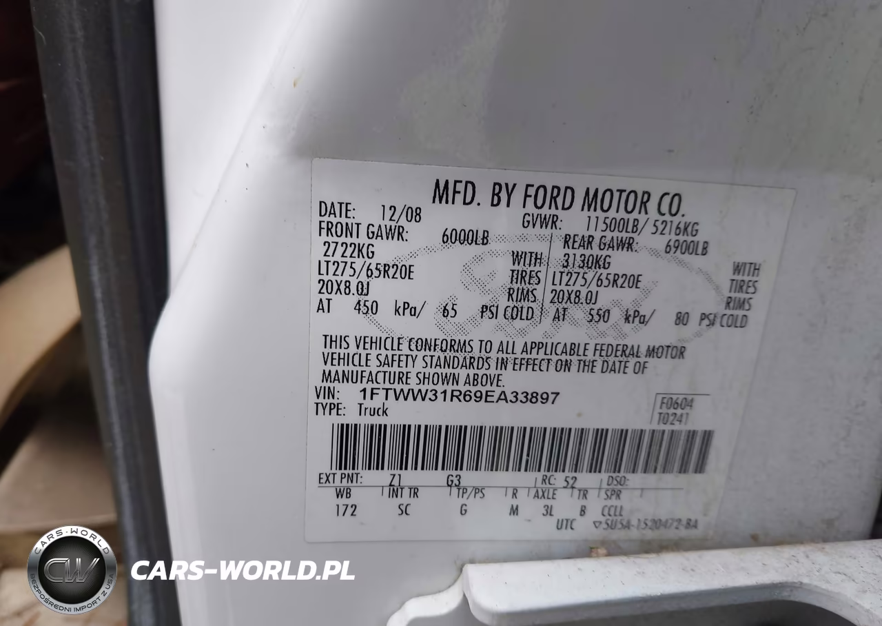 2009 Ford F350 Super Duty VIN:1FTWW31R69EA33897 - 8