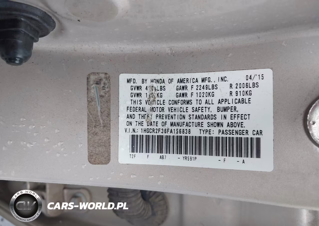 2015 Honda Accord Lx VIN:1HGCR2F36FA156838 - 9