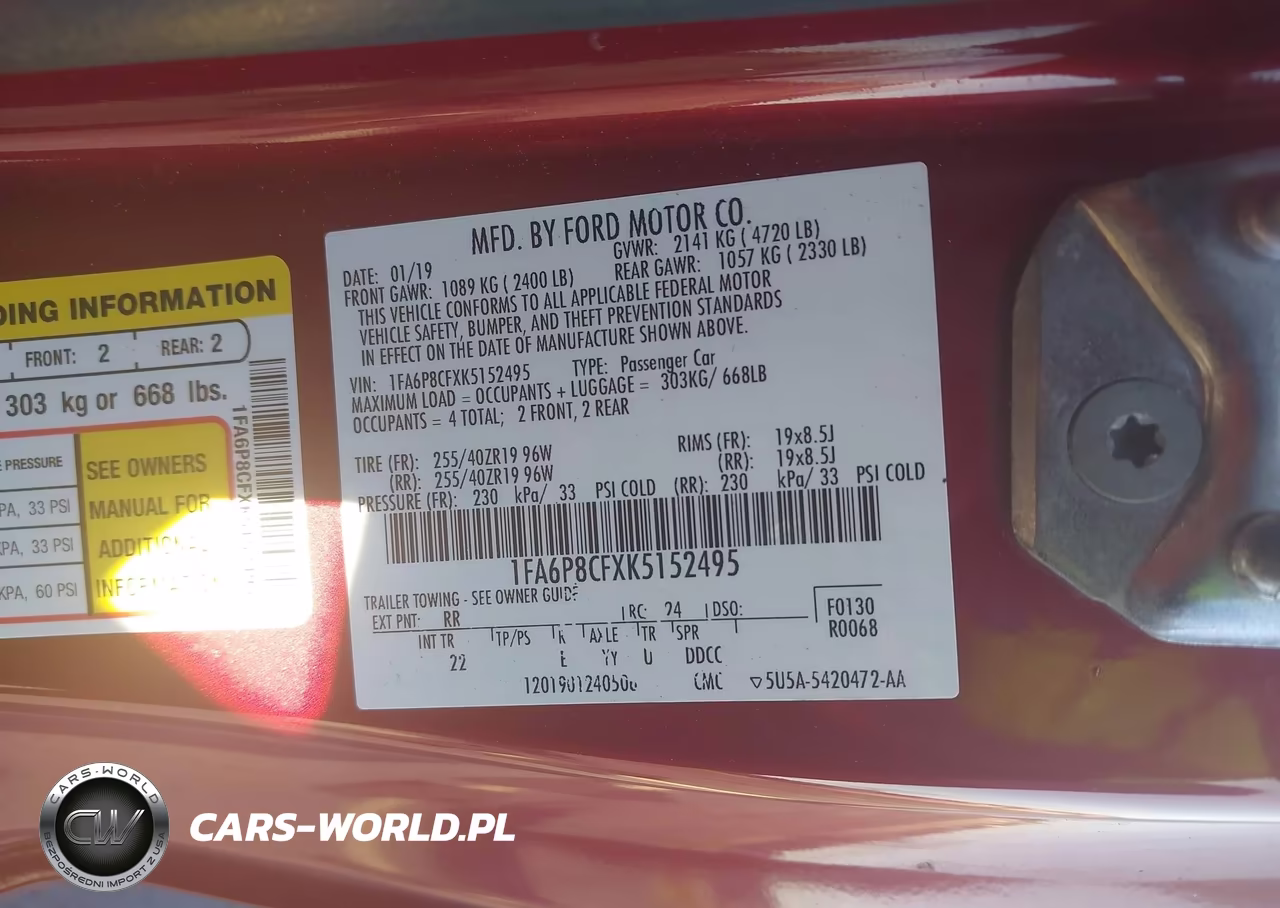 2019 Ford Mustang Gt VIN:1FA6P8CFXK5152495 - 9