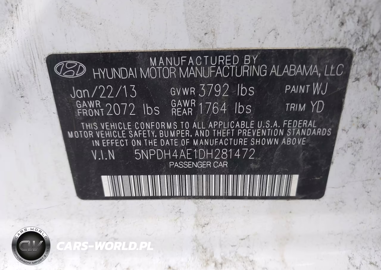 2013 Hyundai Elantra Gls VIN:5NPDH4AE1DH281472 - 9