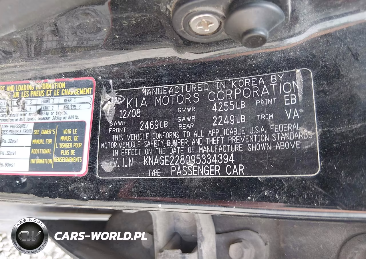 2009 Kia Optima Sx VIN:KNAGE228095334394 - 9