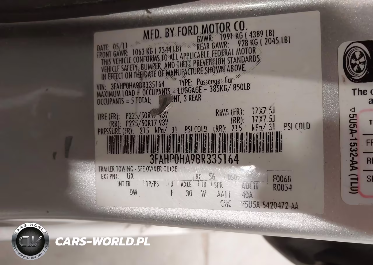 2011 Ford Fusion Se VIN:3FAHP0HA9BR335164 - 9