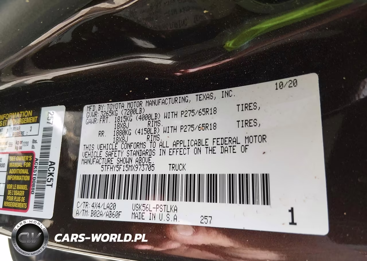 2021 Toyota Tundra Limited VIN:5TFHY5F15MX973705 - 9