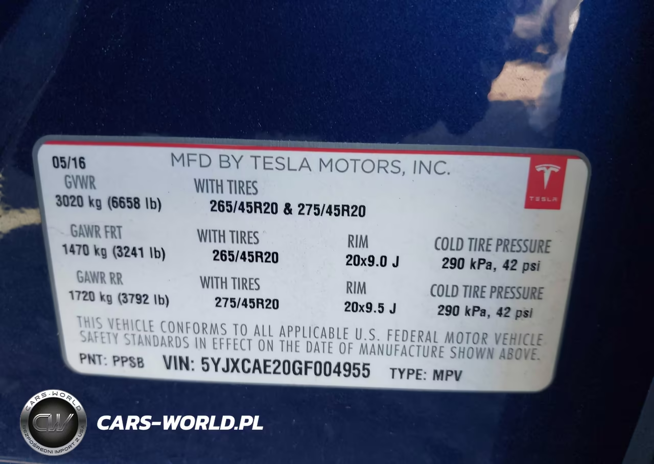 2016 Tesla Model X 60D-70D-75D-90D VIN:5YJXCAE20GF004955 - 9