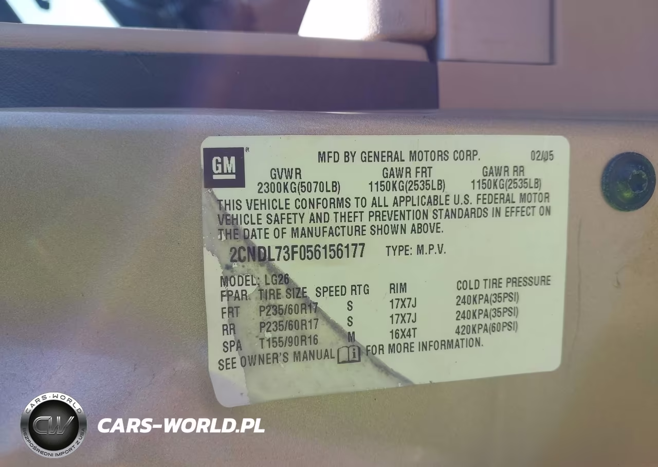 2005 Chevrolet Equinox Lt VIN:2CNDL73F056156177 - 9