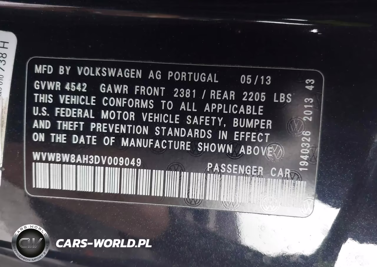 2013 Volkswagen Eos Komfort VIN:WVWBW8AH3DV009049 - 9