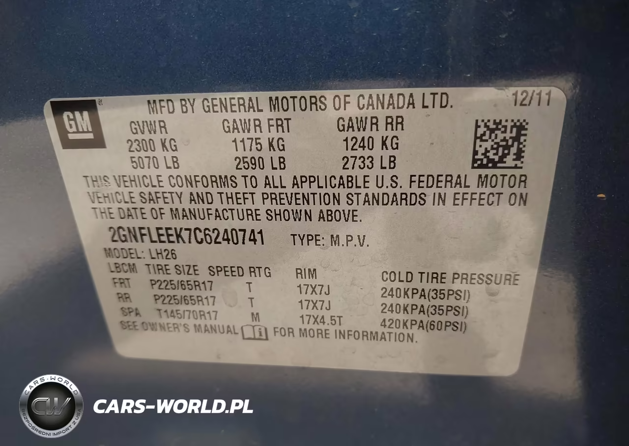 2012 Chevrolet Equinox 1Lt VIN:2GNFLEEK7C6240741 - 9