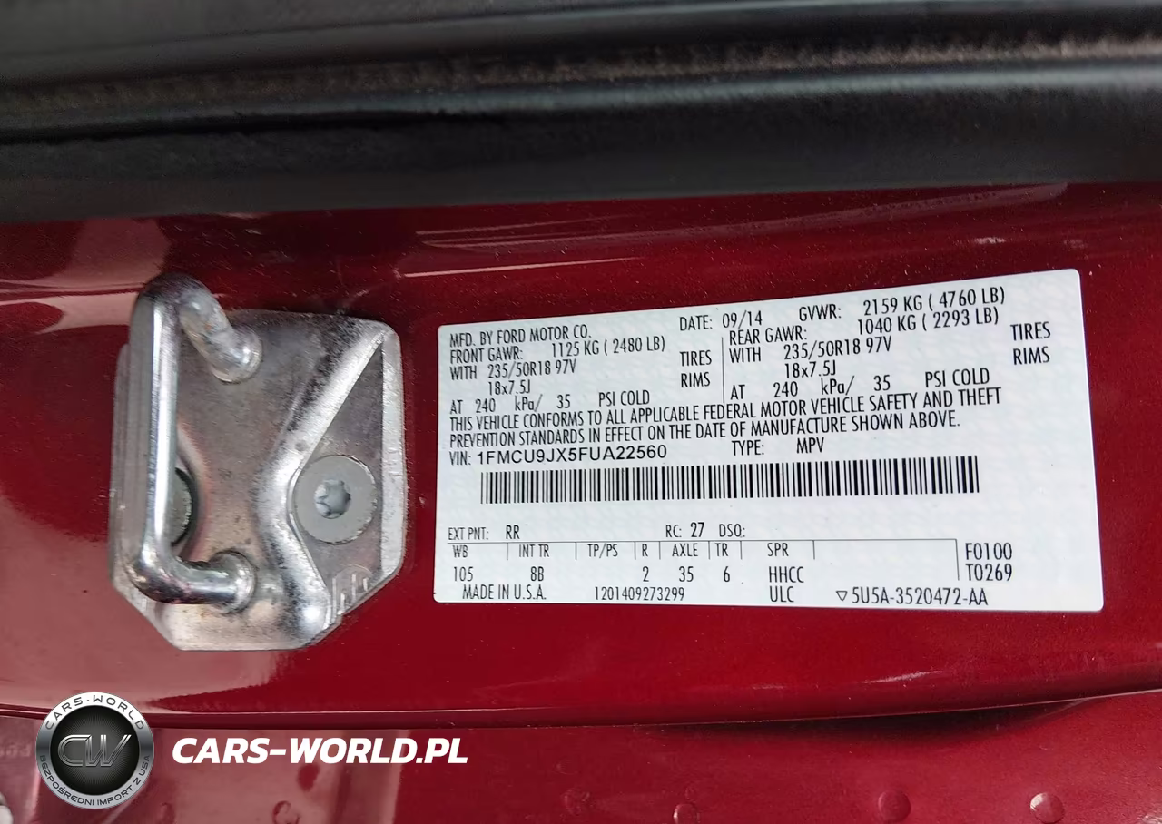2015 Ford Escape Titanium VIN:1FMCU9JX5FUA22560 - 9