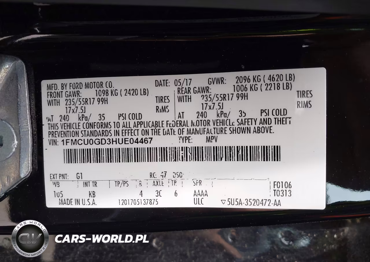 2017 Ford Escape Se VIN:1FMCU0GD3HUE04467 - 9
