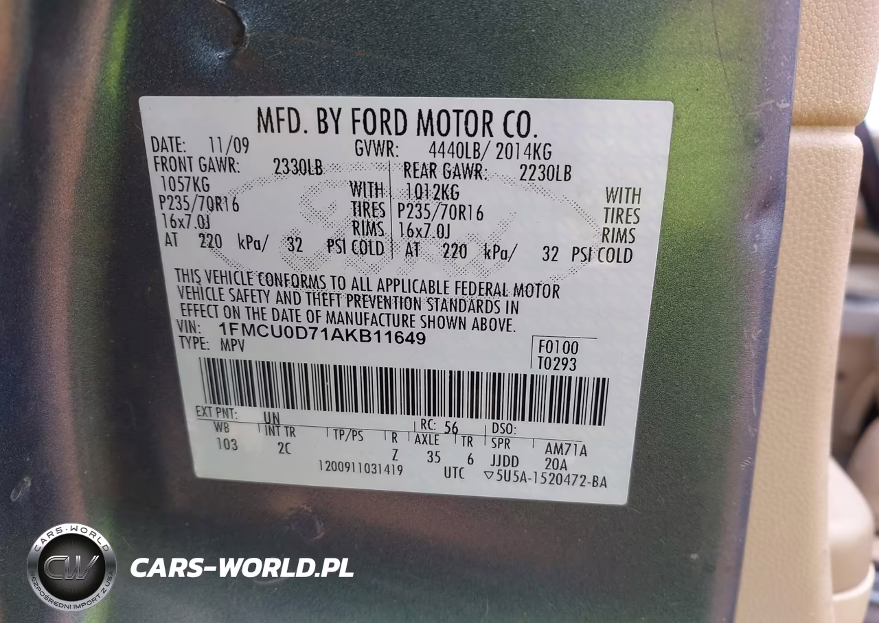 2010 Ford Escape Xlt VIN:1FMCU0D71AKB11649 - 9