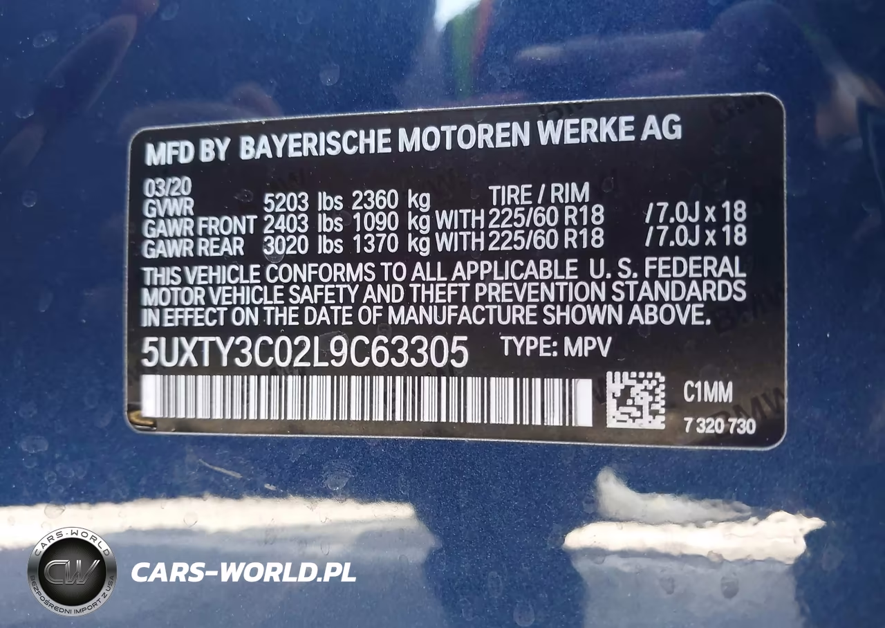 2020 BMW X3 Sdrive30I VIN:5UXTY3C02L9C63305 - 9