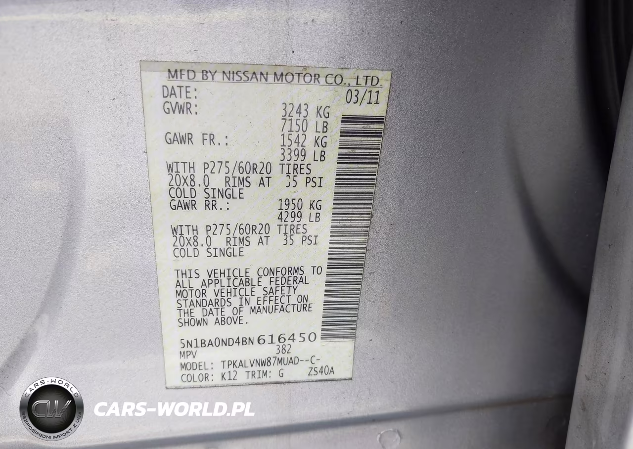 2011 Nissan Armada Sl VIN:5N1BA0ND4BN616450 - 9