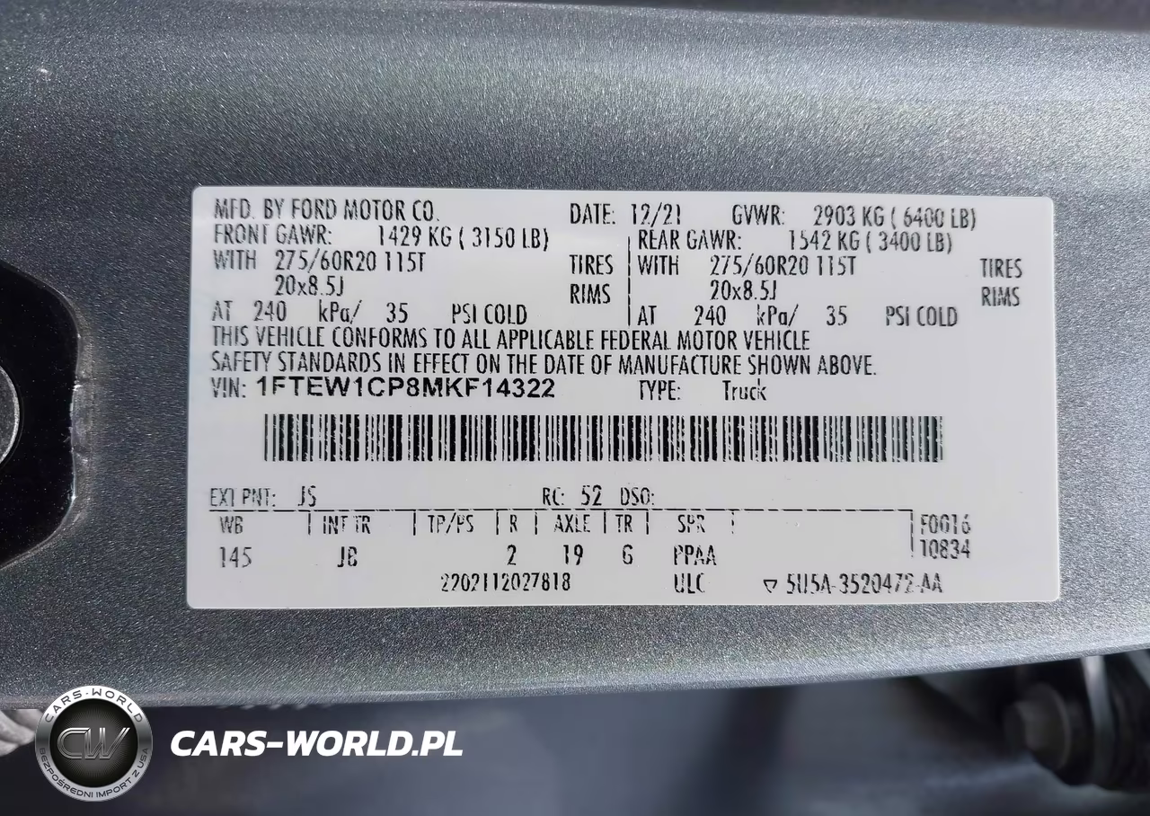 2021 Ford F-150 Xl VIN:1FTEW1CP8MKF14322 - 9
