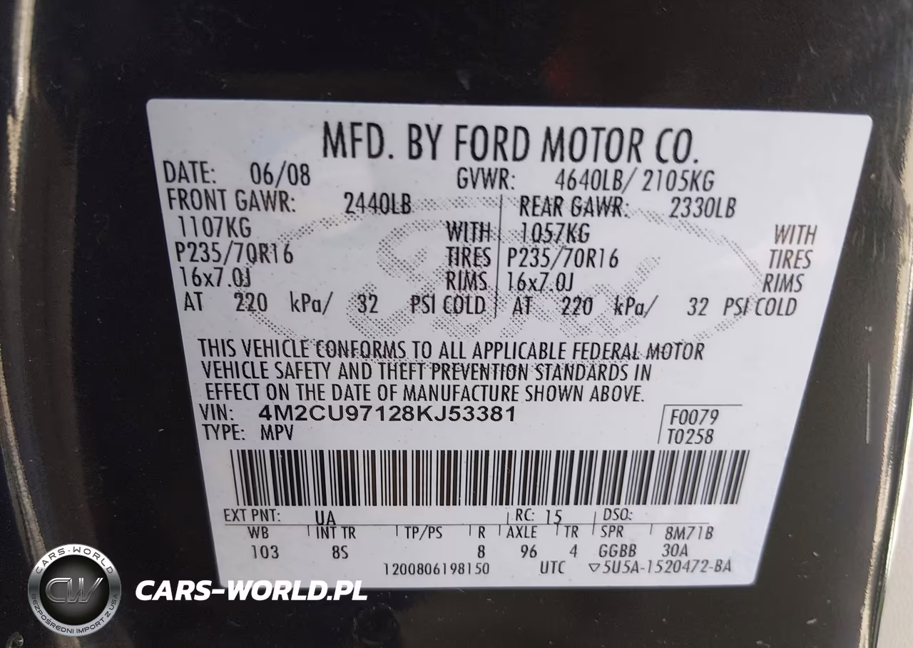 2008 Mercury Mariner Premier VIN:4M2CU97128KJ53381 - 9