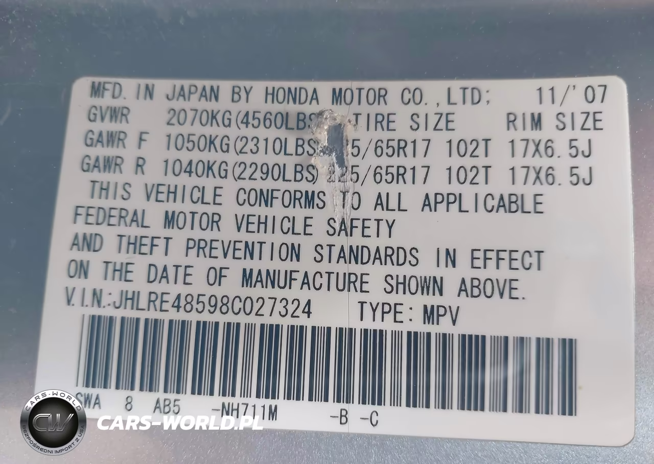 2008 Honda Cr-V Ex VIN:JHLRE48598C027324 - 9
