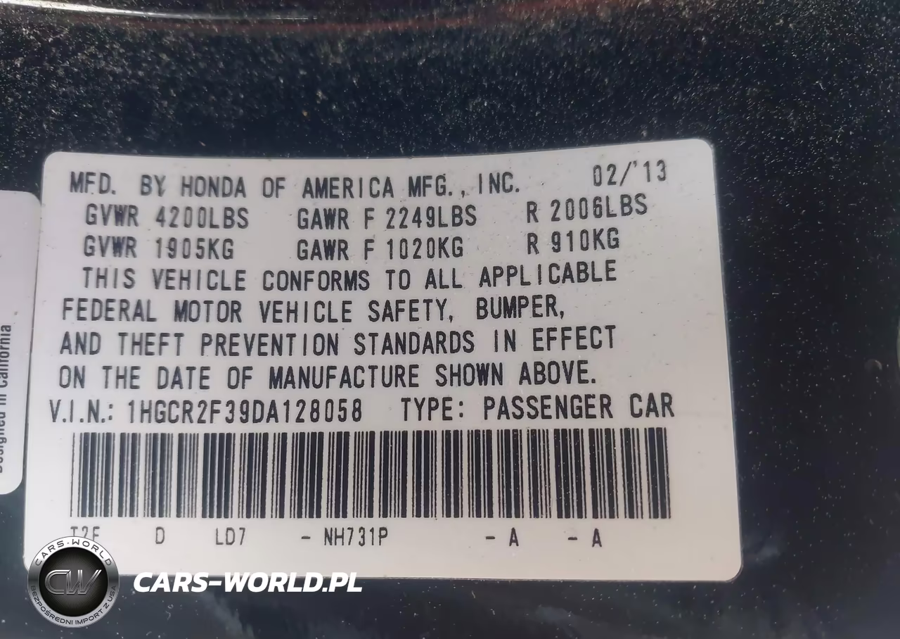 2013 Honda Accord Lx VIN:1HGCR2F39DA128058 - 9