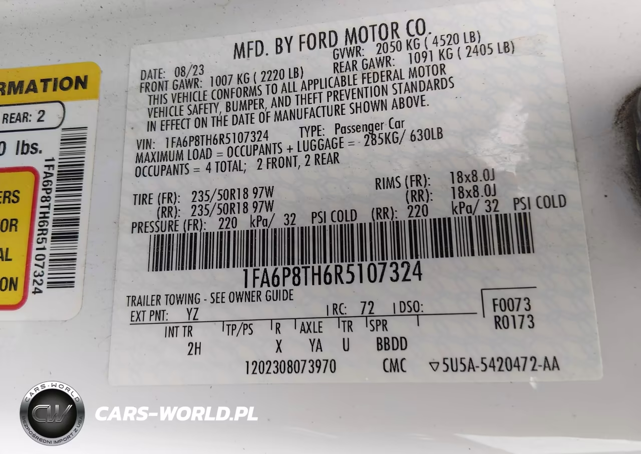 2024 Ford Mustang Ecoboost Fastback VIN:1FA6P8TH6R5107324 - 9