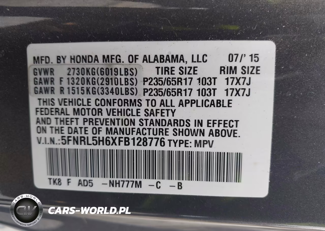 2015 Honda Odyssey Ex-L VIN:5FNRL5H6XFB128776 - 9