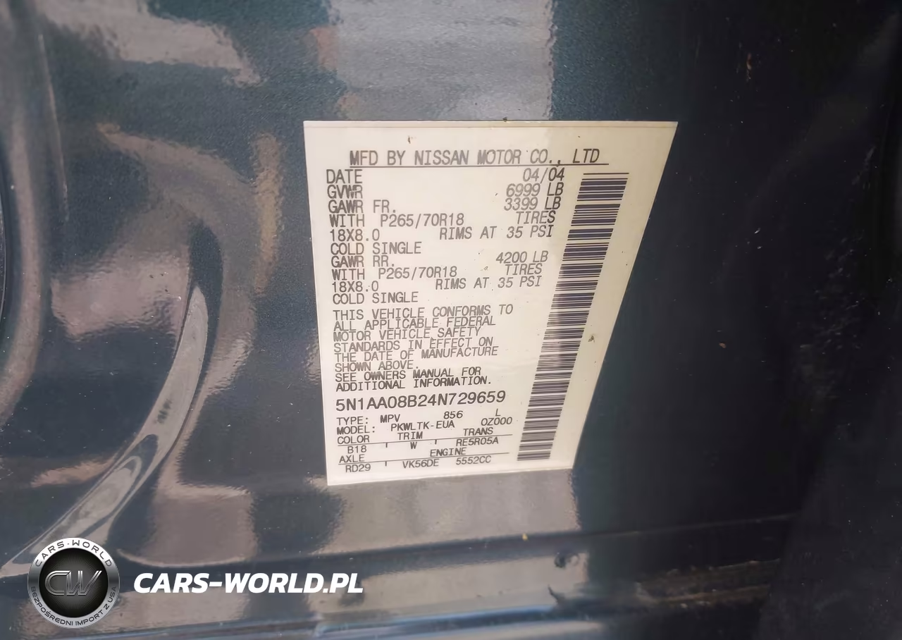 2004 Nissan Armada Se-Le VIN:5N1AA08B24N729659 - 9