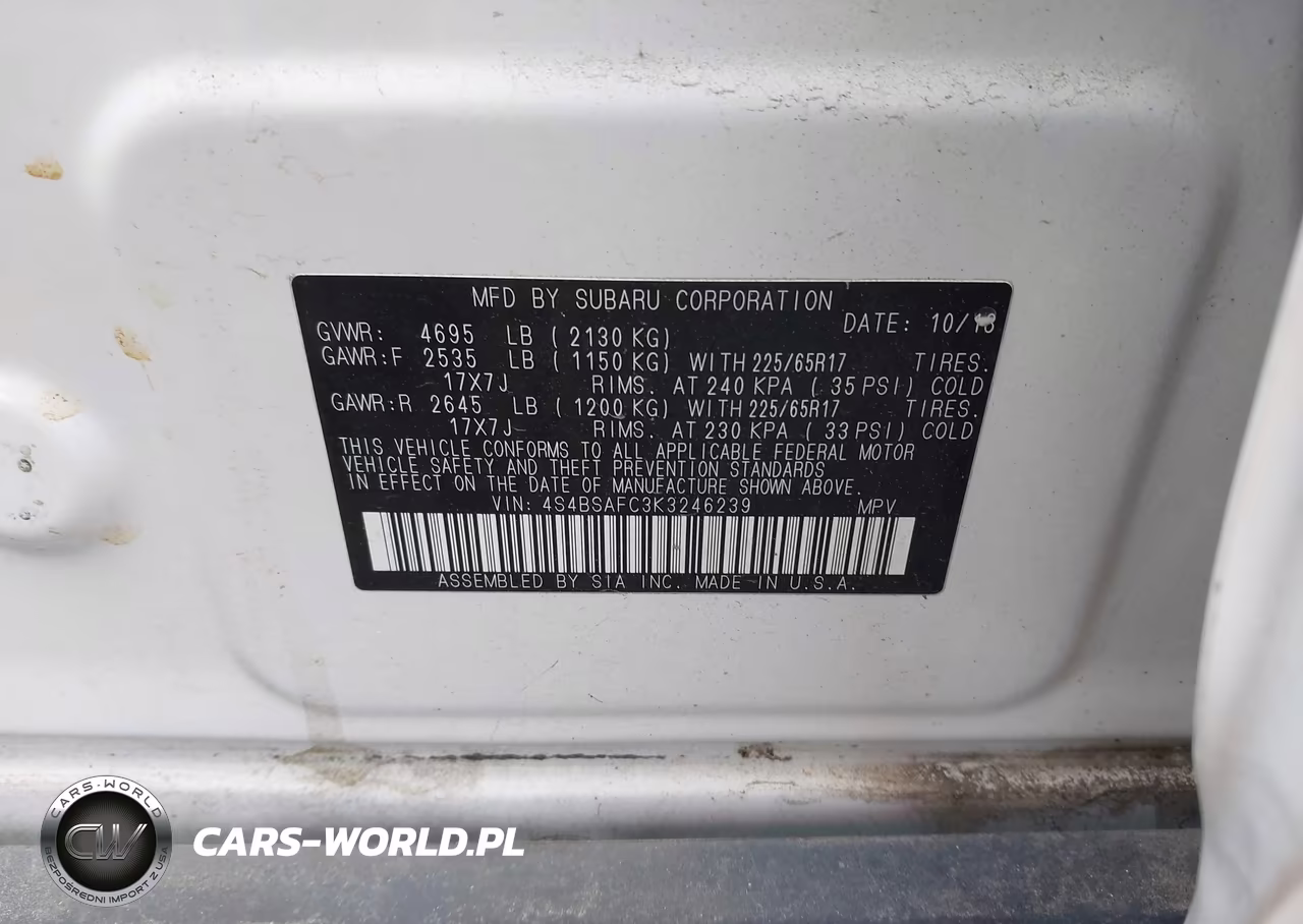 2019 Subaru Outback 2.5I Premium VIN:4S4BSAFC3K3246239 - 9