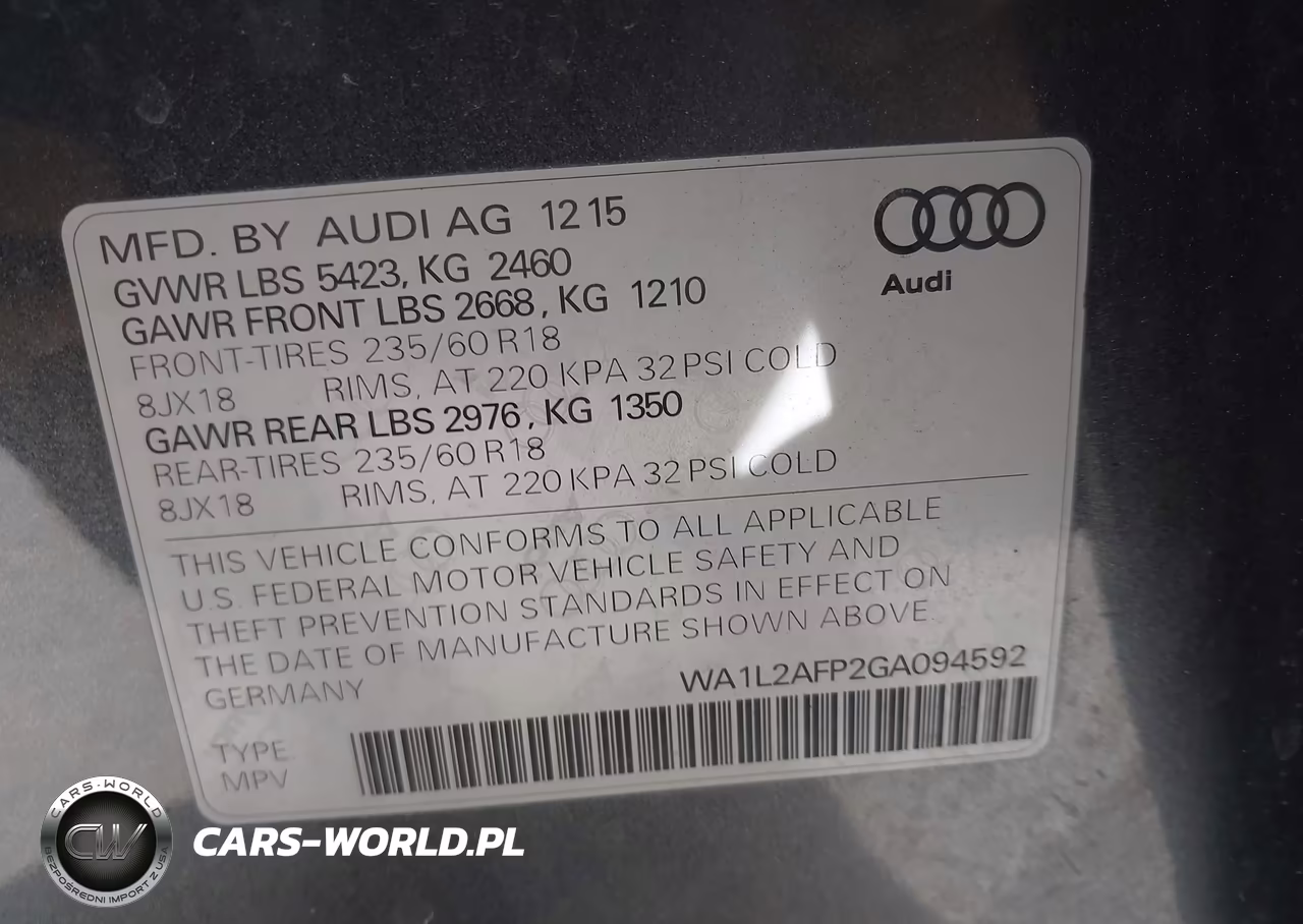 2016 Audi Q5 2.0T Premium VIN:WA1L2AFP2GA094592 - 9
