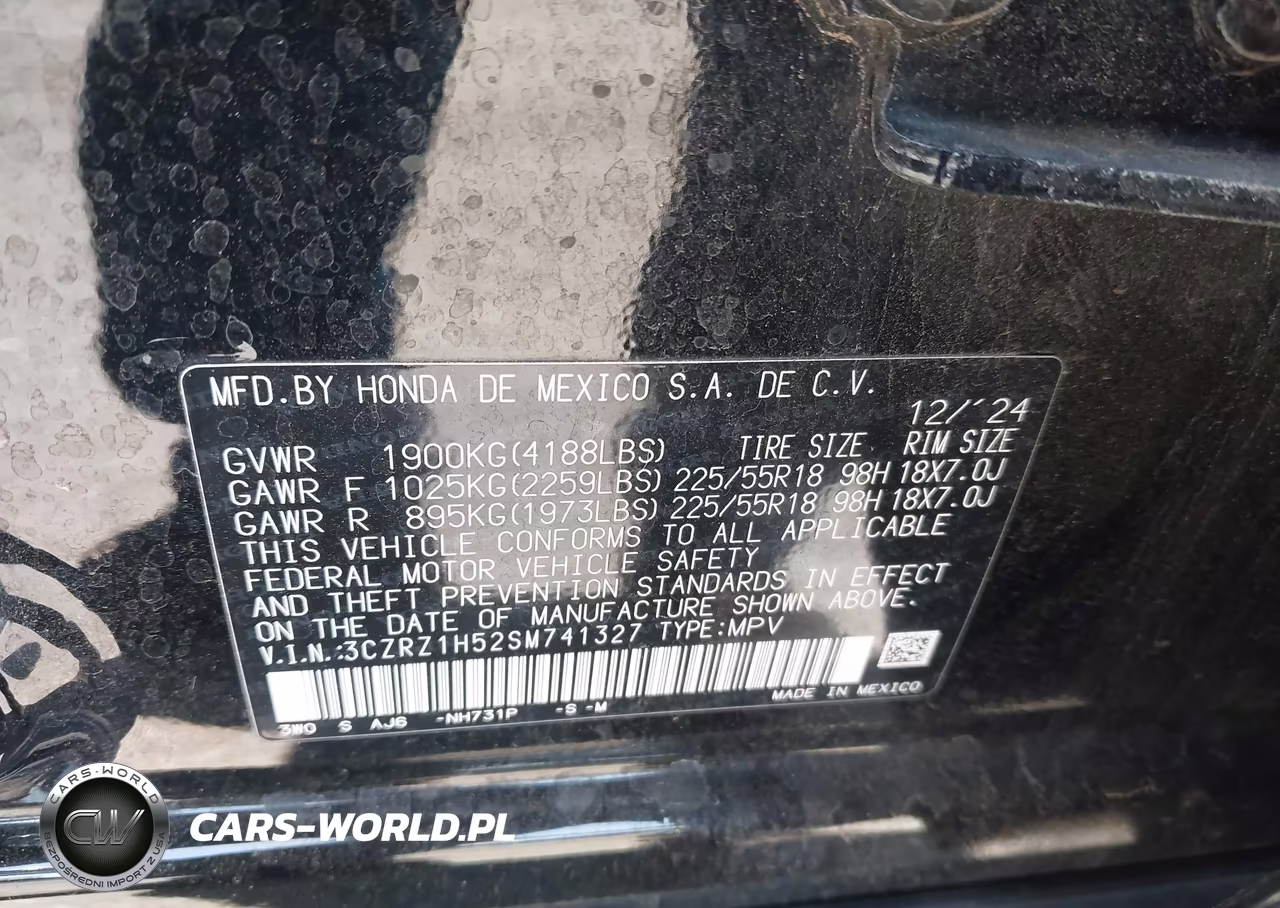 2025 Honda Hr-V 2Wd Sport VIN:3CZRZ1H52SM741327 - 9
