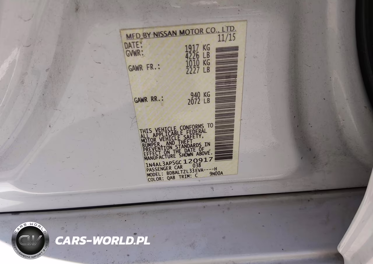 2016 Nissan Altima 2.5 Sl VIN:1N4AL3AP5GC120917 - 9