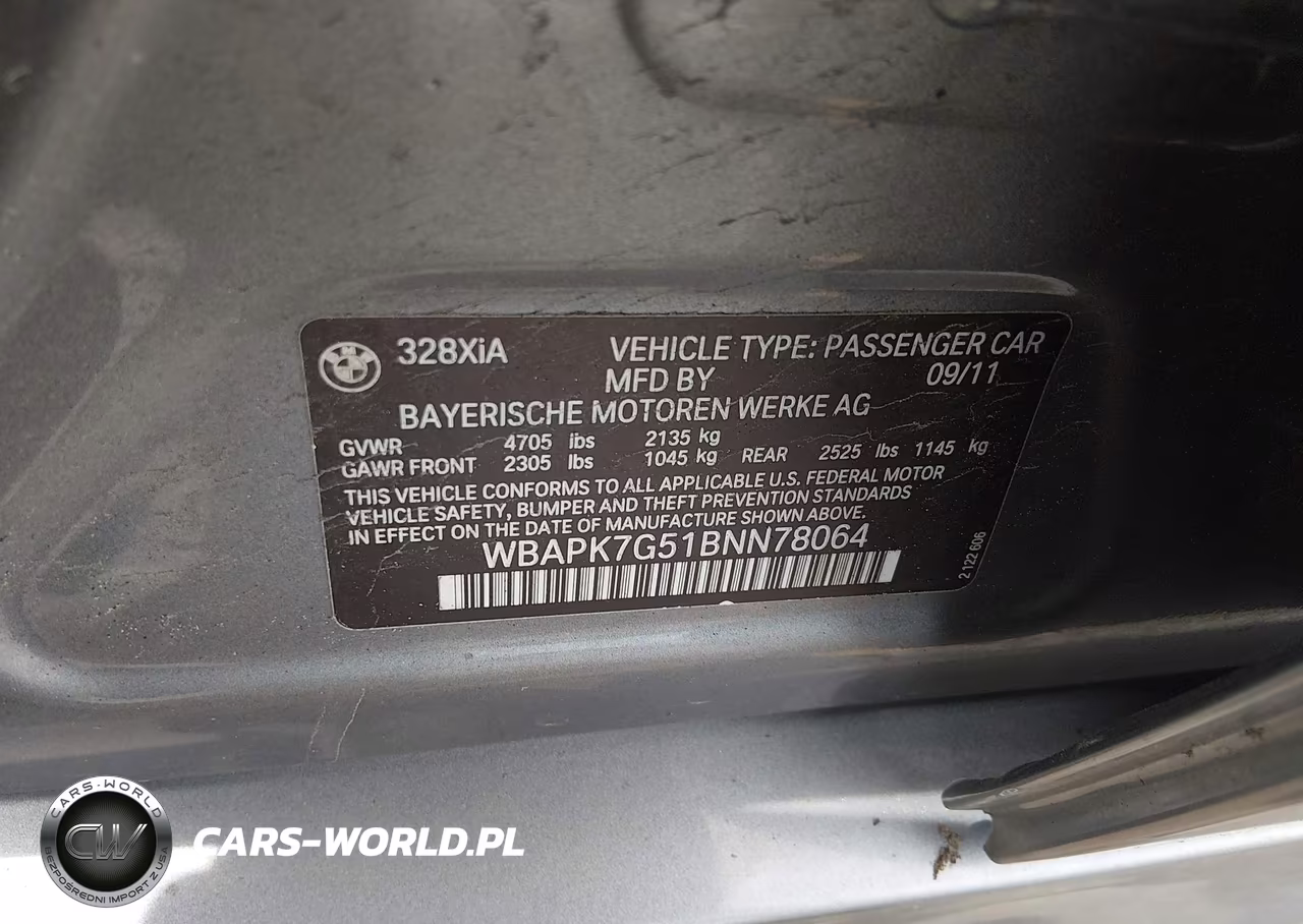 2011 BMW 328I xDrive VIN:WBAPK7G51BNN78064 - 9