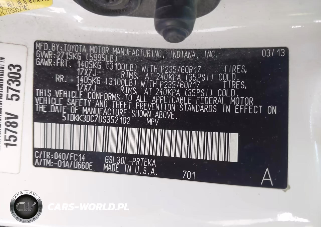 2013 Toyota Sienna Le V6 8 Passenger VIN:5TDKK3DC7DS352102 - 9