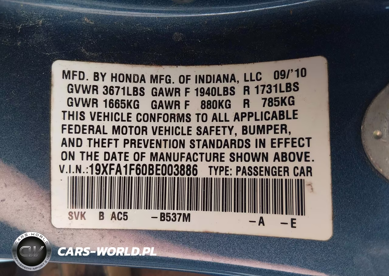 2011 Honda Civic Lx-S VIN:19XFA1F60BE003886 - 9
