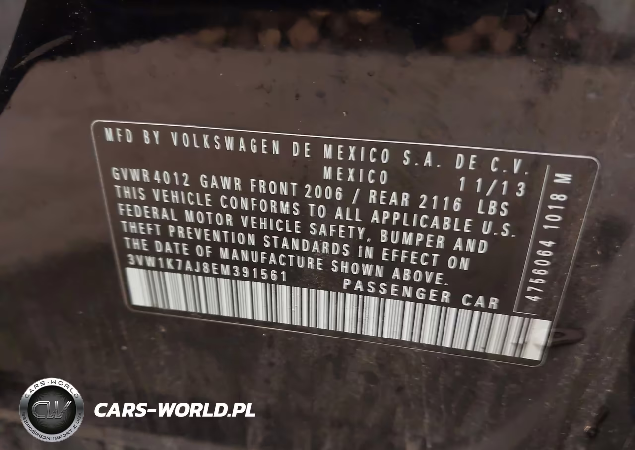 2014 Volkswagen Jetta 2.0L S VIN:3VW1K7AJ8EM391561 - 9