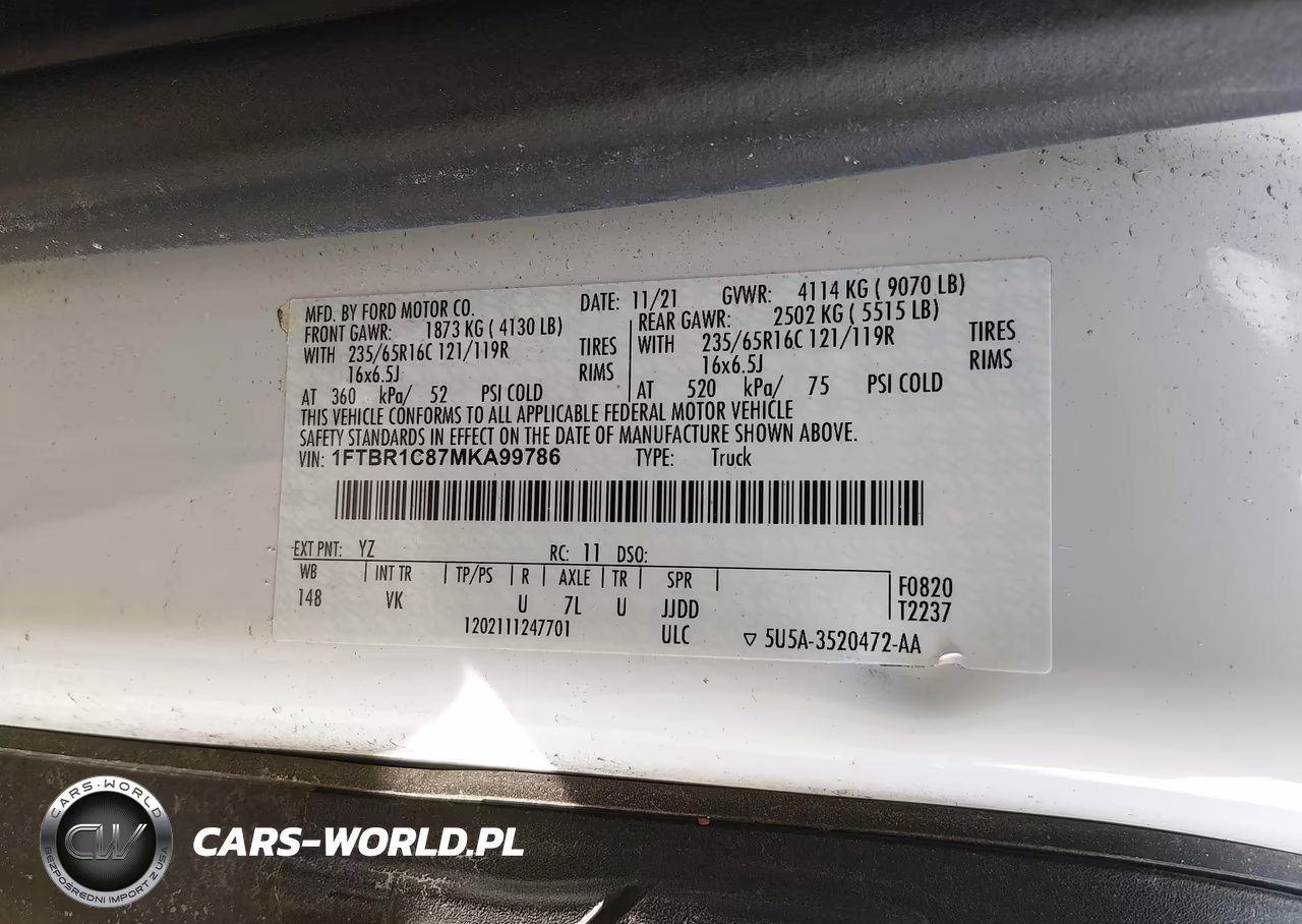 2021 Ford Transit-250 VIN:1FTBR1C87MKA99786 - 9
