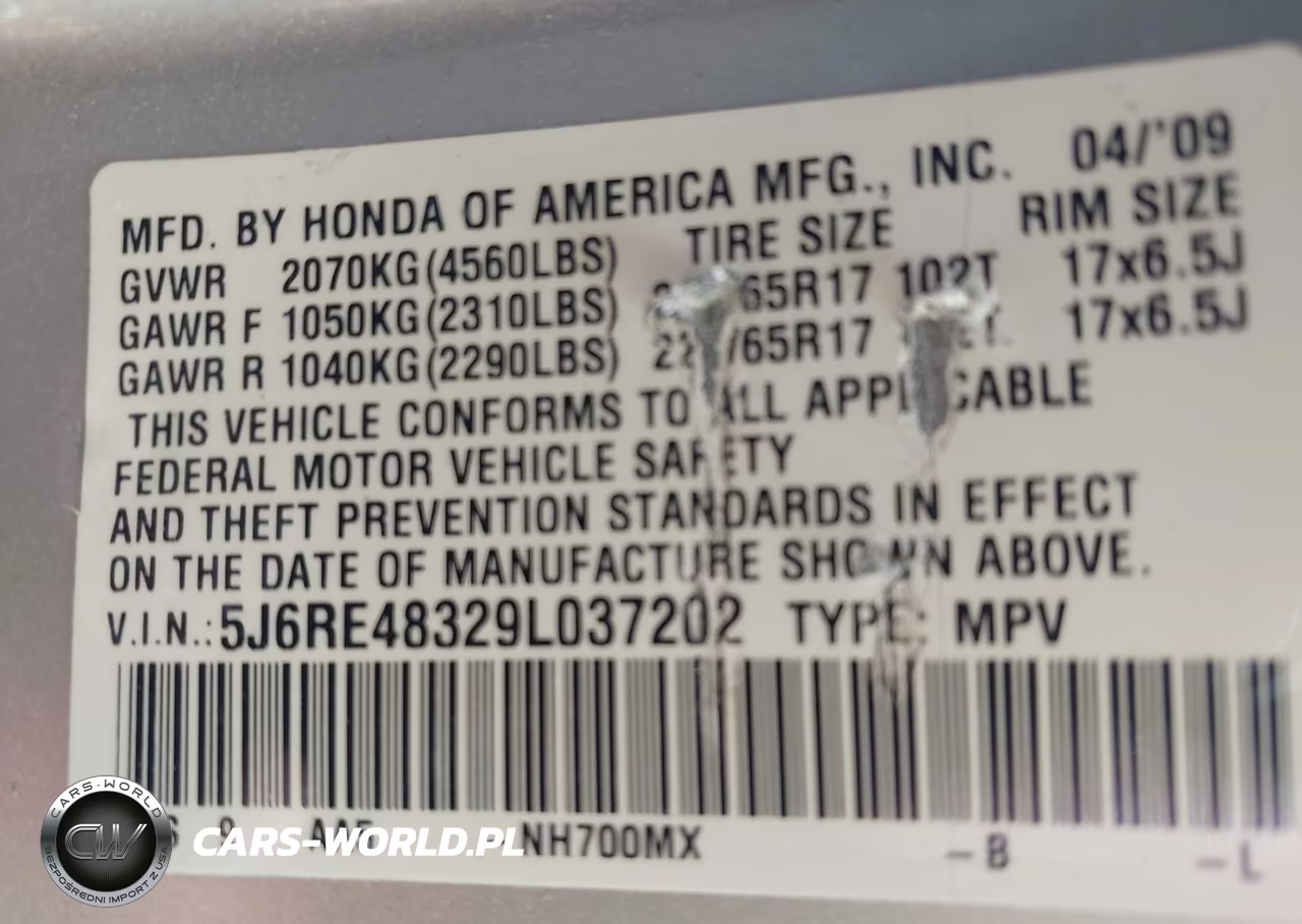 2009 Honda Cr-V Lx VIN:5J6RE48329L037202 - 9