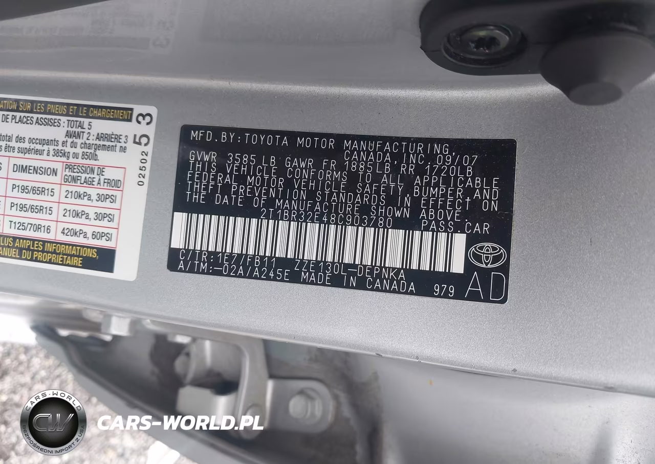 2008 Toyota Corolla Le VIN:2T1BR32E48C903780 - 9