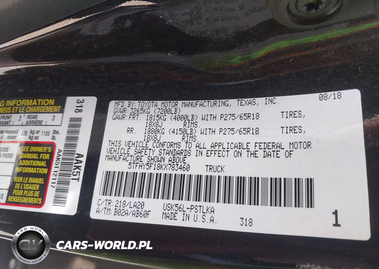 2019 Toyota Tundra Limited 5.7L V8 VIN:5TFHY5F18KX783460 - 9