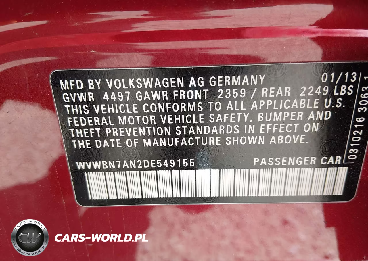 2013 Volkswagen Cc 2.0T Sport VIN:WVWBN7AN2DE549155 - 9
