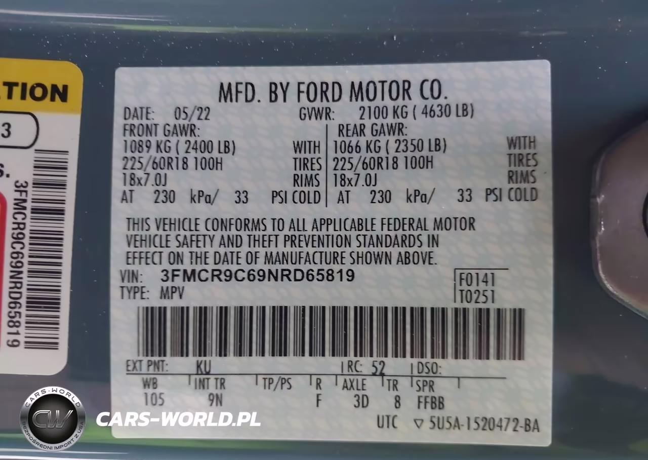 2022 Ford Bronco Sport Outer Banks VIN:3FMCR9C69NRD65819 - 9