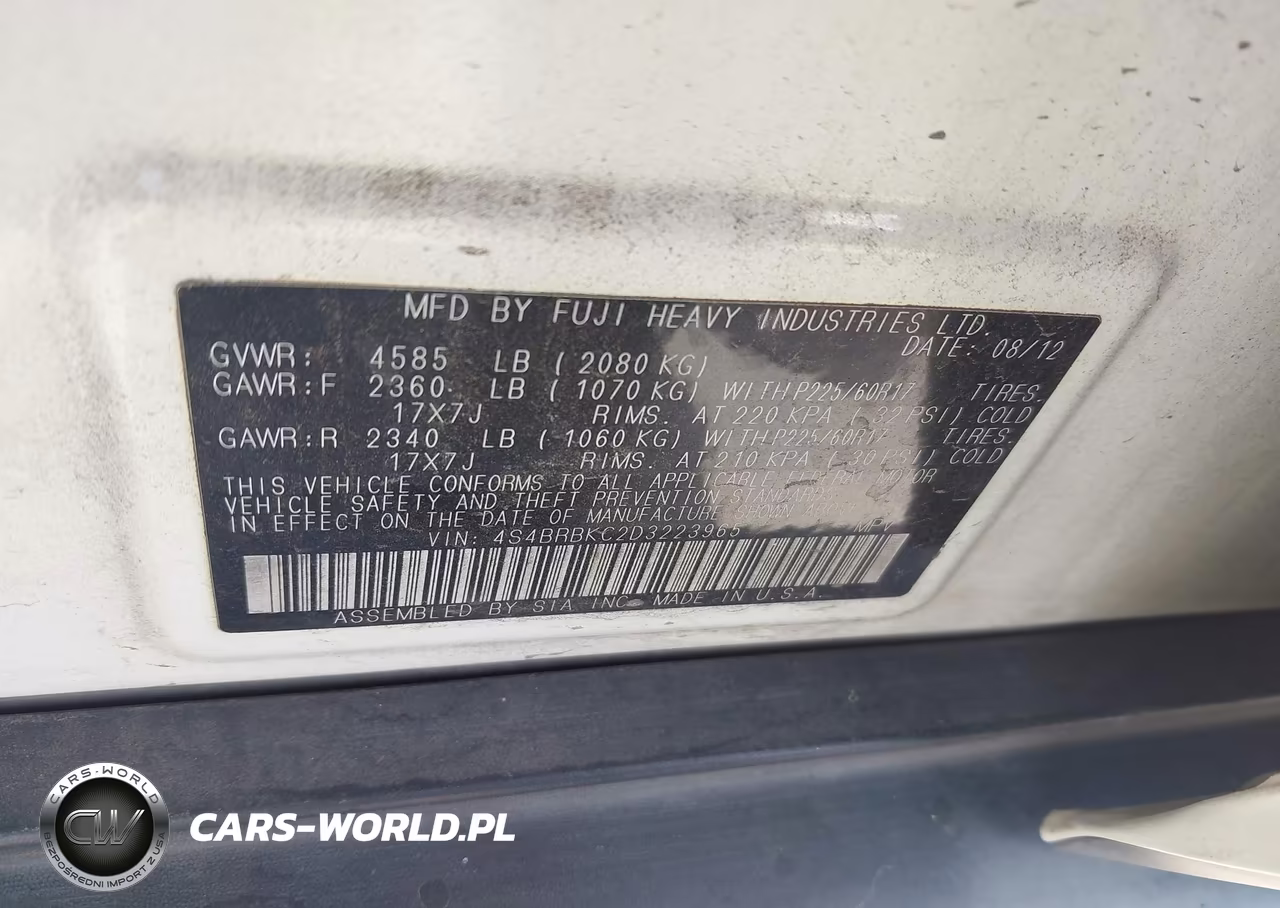 2013 Subaru Outback 2.5I Limited VIN:4S4BRBKC2D3223965 - 9