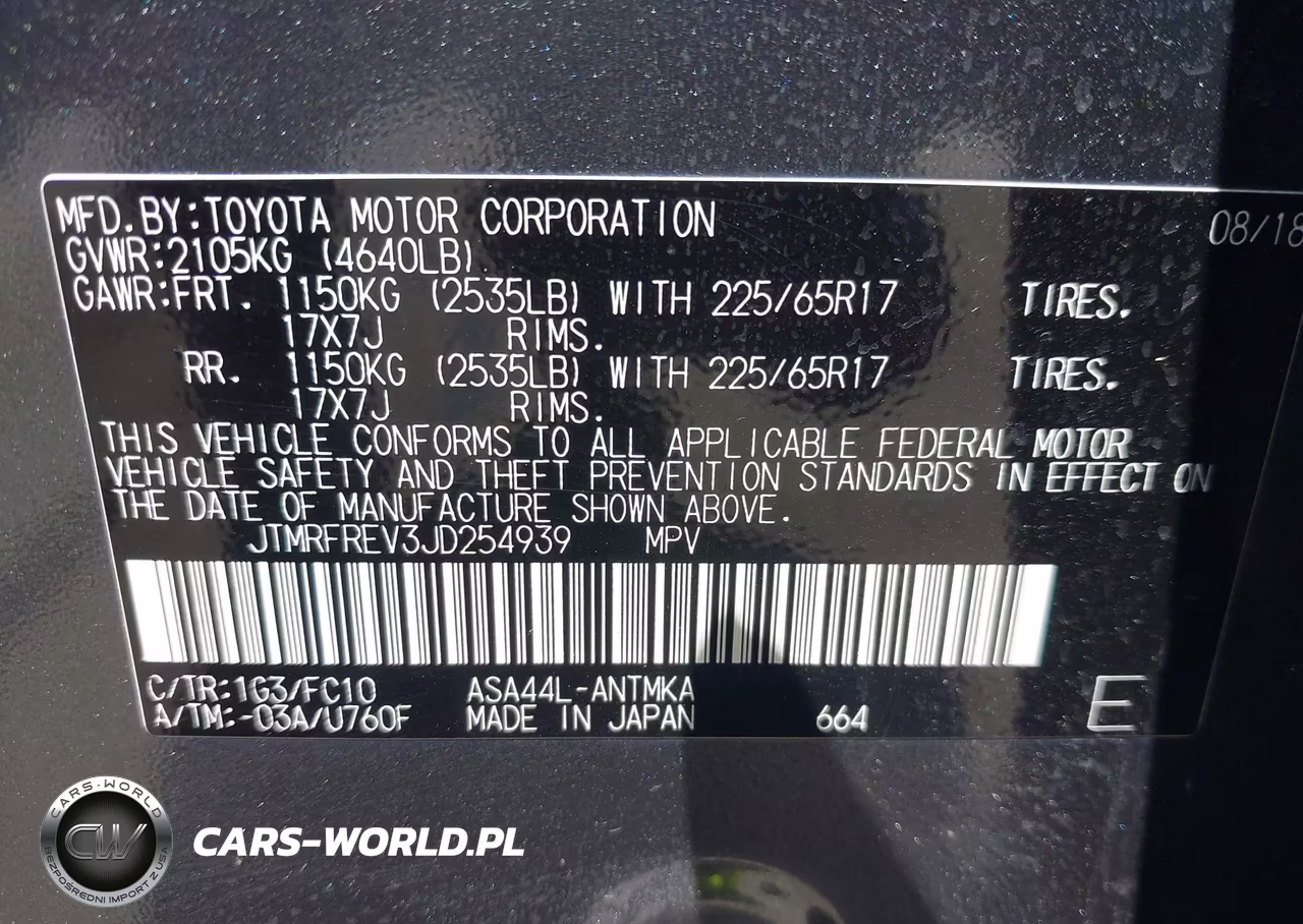 2018 Toyota Rav4 Xle VIN:JTMRFREV3JD254939 - 9