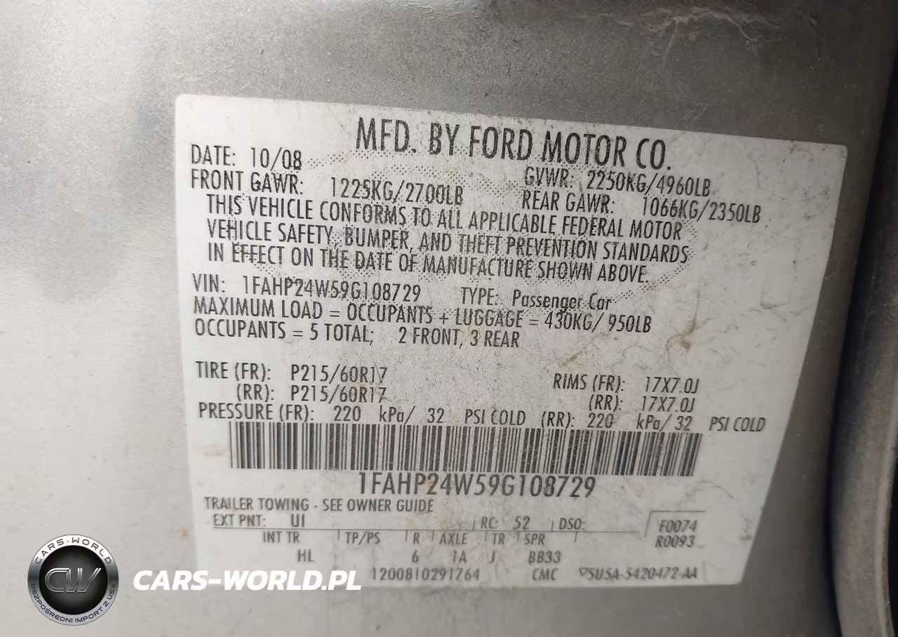 2009 Ford Taurus Sel VIN:1FAHP24W59G108729 - 9