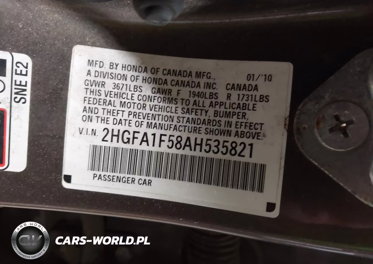 2010 Honda Civic Lx VIN:2HGFA1F58AH535821 - 9
