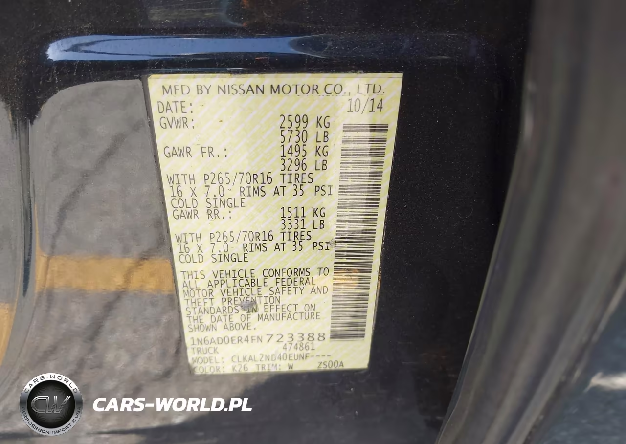 2015 Nissan Frontier Sv VIN:1N6AD0ER4FN723388 - 9