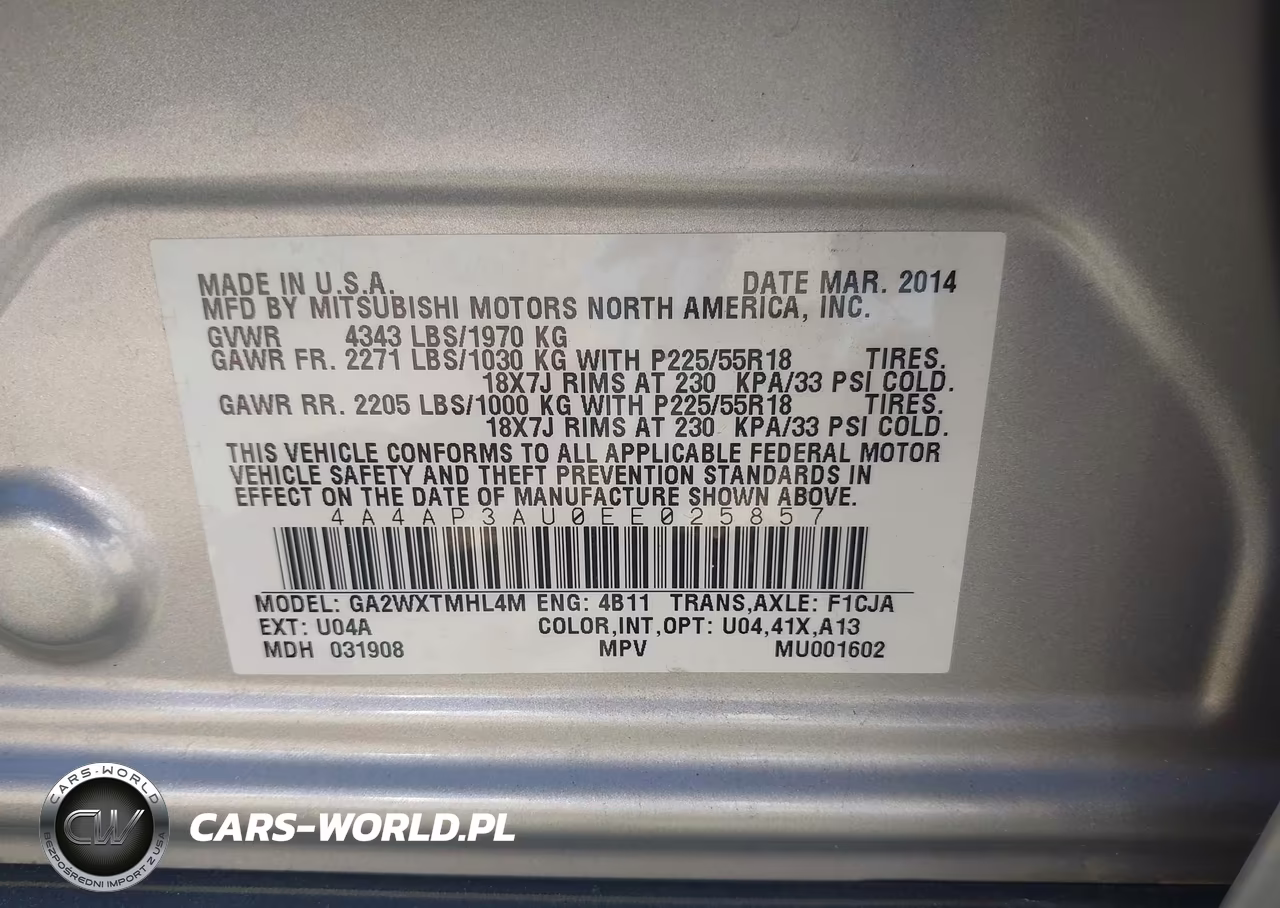 2014 Mitsubishi Outlander Sport Es VIN:4A4AP3AU0EE025857 - 9